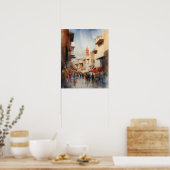 Marrakech Marokko Waterverf Art Print Poster (Keuken)