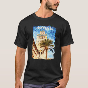 Marrakech Marokko Waterverf Kutubiyya Mosque of K T-shirt