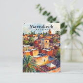Marrakech Marokko Waterverf schilderij Reizen Briefkaart (Staand voorkant)