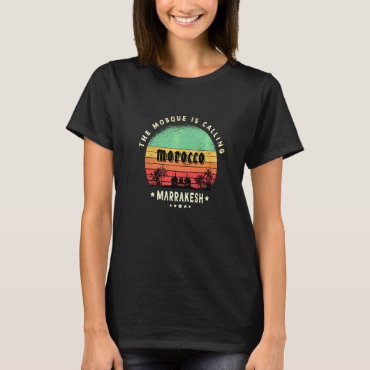 Marrakech Marrakesh Marokko Mosque Palm Trees City T-shirt (Voorkant)