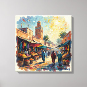 Marrakech Medina Marktplaats Uitgerekte Canvas Afdruk