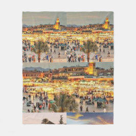 Marrakech Nachtmarkt – Jemaa el-Fnaa Plein Marokko Fleece Deken