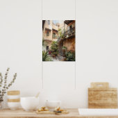 Marrakech Riad Marokko Schilderkunst Print Poster (Keuken)