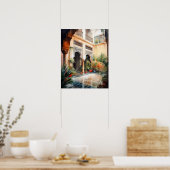 Marrakech Riad Marokko Waterverf Art Print Poster (Keuken)