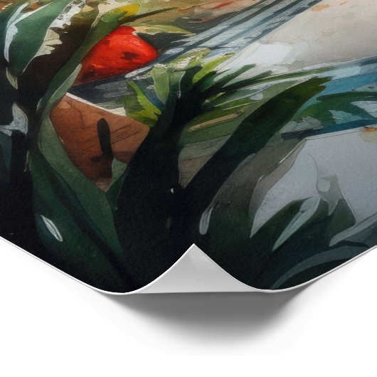 Marrakech Riad Marokko Waterverf Art Print Poster (Hoek)