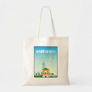 Marrakech-stad, Marokkaanse reisposter Tote Bag