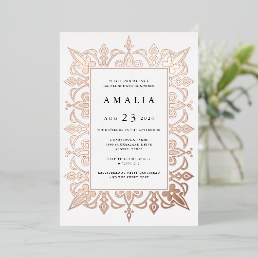 Marrakesh | Elegant Vrijgezellenfeest Folie Uitnodiging (Staand Voorkant)