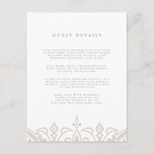 Marrakesh Guest Details Kaart | Linen Greige (Voorkant)
