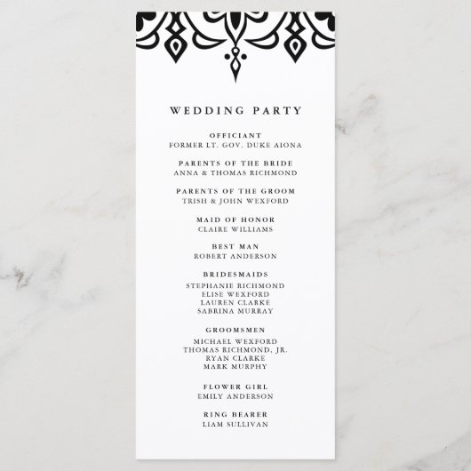 Marrakesh huwelijksprogramma | Black Programmakaart (Achterkant)