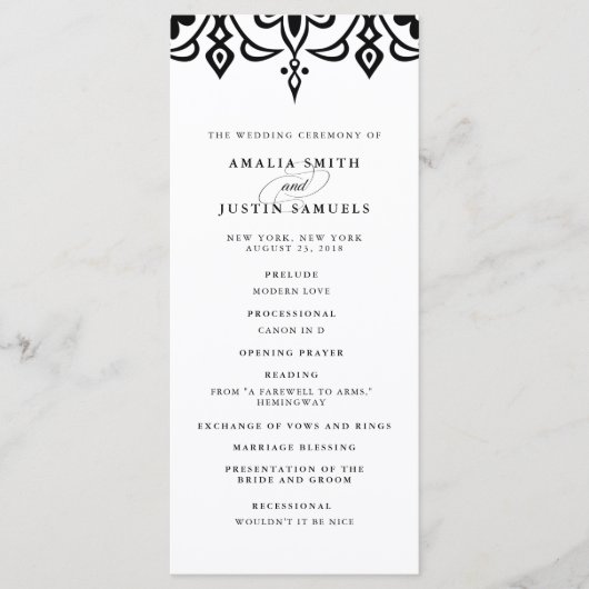 Marrakesh huwelijksprogramma | Black Programmakaart (Voorkant)