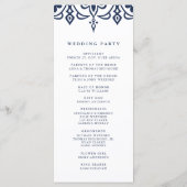 Marrakesh huwelijksprogramma | Marineblauw Programmakaart (Achterkant)