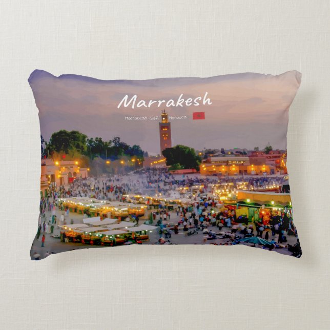 Marrakesh, Marokko - Jemaa el Fnaa plein Accent Kussen (Voorkant)