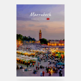 Marrakesh, Marokko - Jemaa el Fnaa plein Acryl Bord