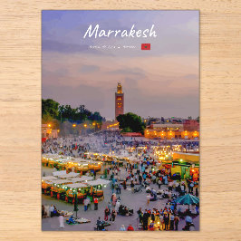 Marrakesh, Marokko - Jemaa el Fnaa plein Acryl Uitnodigingen