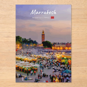 Marrakesh, Marokko - Jemaa el Fnaa plein Acryl Uitnodigingen