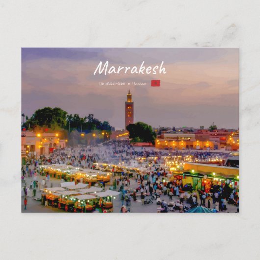 Marrakesh, Marokko - Jemaa el Fnaa plein Briefkaart (Voorkant)