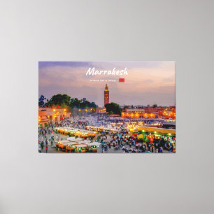 Marrakesh, Marokko - Jemaa el Fnaa plein Canvas Afdruk