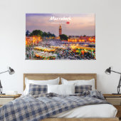 Marrakesh, Marokko - Jemaa el Fnaa plein Canvas Afdruk (Insitu (Slaapkamer))