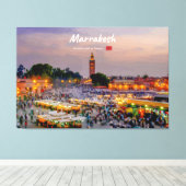 Marrakesh, Marokko - Jemaa el Fnaa plein Canvas Afdruk (Insitu (Houten vloer))