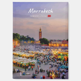 Marrakesh, Marokko - Jemaa el Fnaa-plein Flat Magneet