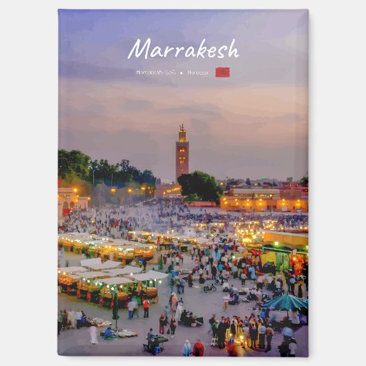 Marrakesh, Marokko - Jemaa el Fnaa-plein Flat Magneet (Voorkant)
