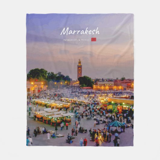 Marrakesh, Marokko - Jemaa el Fnaa plein Fleece Deken (Voorkant)