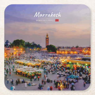 Marrakesh, Marokko - Jemaa el Fnaa plein Kartonnen Onderzetters