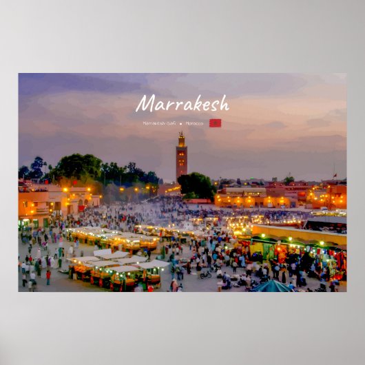 Marrakesh, Marokko - Jemaa el Fnaa plein Poster (Voorkant)