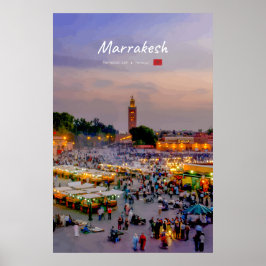 Marrakesh, Marokko - Jemaa el Fnaa plein Poster