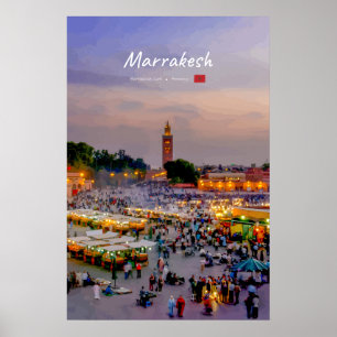 Marrakesh, Marokko - Jemaa el Fnaa plein Poster