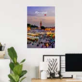 Marrakesh, Marokko - Jemaa el Fnaa plein Poster (Thuiskantoor)