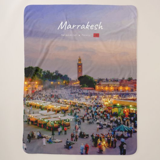 Marrakesh, Marokko - Jemaa el Fnaa plein Sherpa Deken (Voorkant)