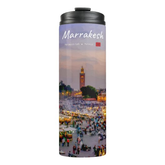 Marrakesh, Marokko - Jemaa el Fnaa plein Thermosbeker (Voorkant)