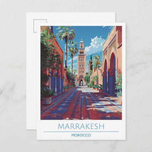 Marrakesh Marokko Reizen Briefkaart (Voorkant / Achterkant)