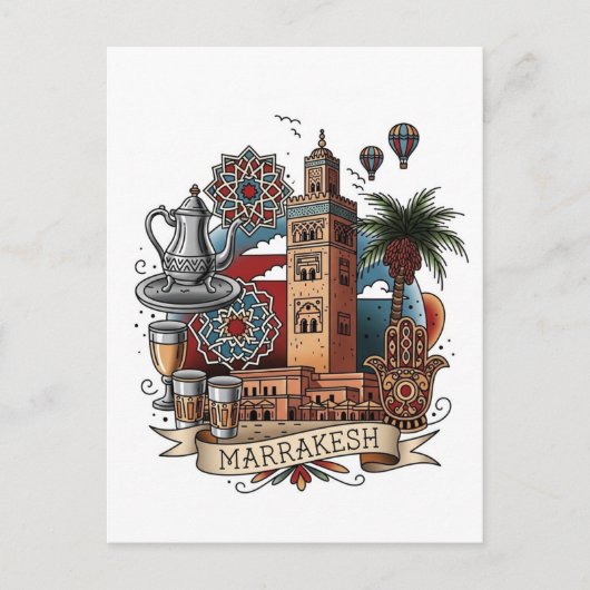 Marrakesh Marokko Reizen Briefkaart (Voorkant)