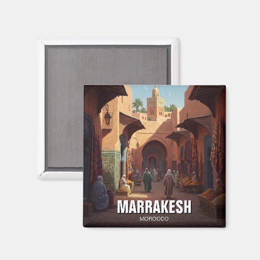 Marrakesh Marokko Reizen Magneet (Voorkant / Achterkant)