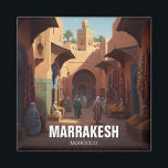 Marrakesh Marokko Reizen Magneet<br><div class="desc">Marrakesh, vaak de "Rode Stad" genoemd vanwege zijn kenmerkende rode zandstenen gebouwen, is een van de meest levendige en historische steden van Marokko. Gelegen aan de voet van het Atlasgebergte, is het al eeuwenlang een belangrijk cultureel en handelscentrum. In het hart van Marrakesh ligt de bruisende Jemaa el-Fana, een beroemd...</div>
