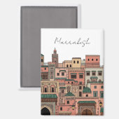 Marrakesh Marokko Reizen Magneet (Voorkant / Achterkant)