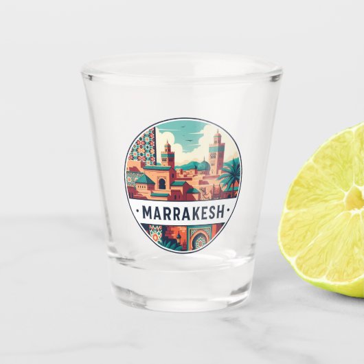 Marrakesh Marokko Reizen Shot Glas (Voorkant)