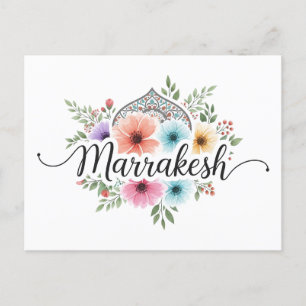 Marrakesh Marokko Travel Floral Pastel Feestdagenkaart