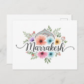 Marrakesh Marokko Travel Floral Pastel Feestdagenkaart (Voorkant / Achterkant)