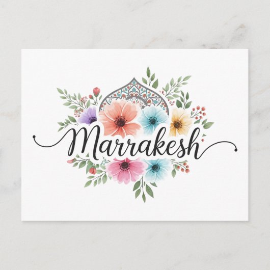 Marrakesh Marokko Travel Floral Pastel Feestdagenkaart (Voorkant)