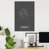 Marrakesh, Marokko (wit op zwart) Poster (Thuiskantoor)