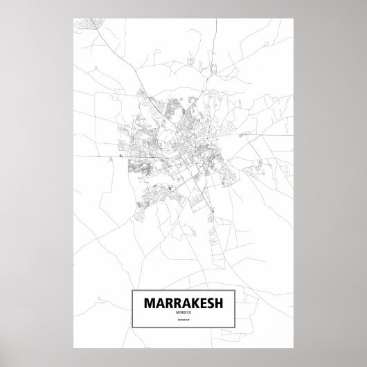 Marrakesh, Marokko (zwart op wit) Poster (Voorkant)