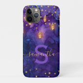Marrakesh Midnight Lantern & Gold Bokeh Monogram Case-Mate iPhone Case (Achterkant)