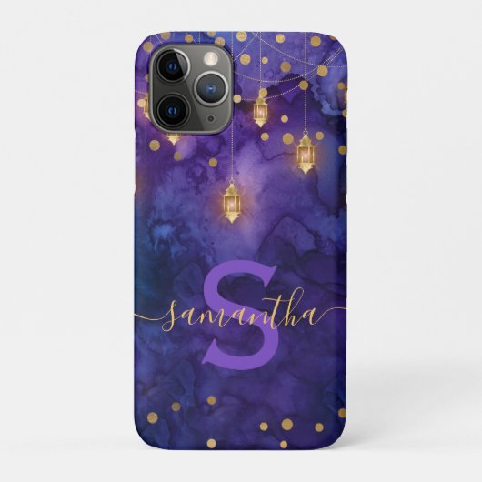 Marrakesh Midnight Lantern & Gold Bokeh Monogram Case-Mate iPhone Case (Achterkant)