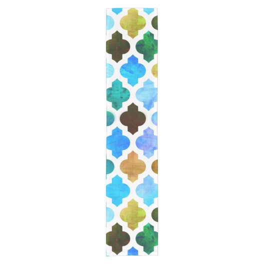 Marrakesh Moroccan Green Korte Tafelloper (Voorkant)