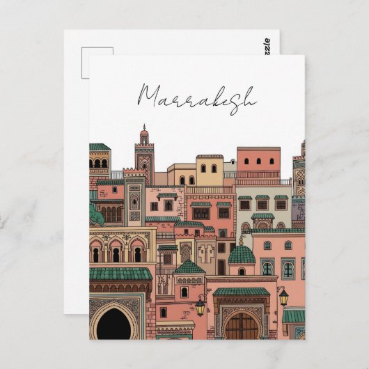 Marrakesh Morocco Travel Briefkaart (Voorkant / Achterkant)