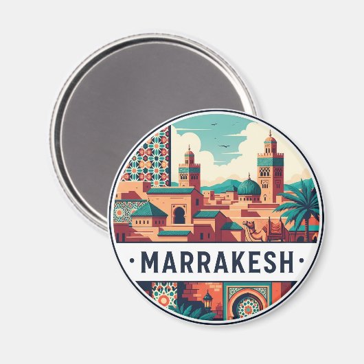 Marrakesh Morocco Travel Magneet (Voorkant / Achterkant)