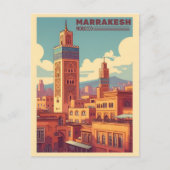 Marrakesh oude stad gebouw met moskee briefkaart (Voorkant)